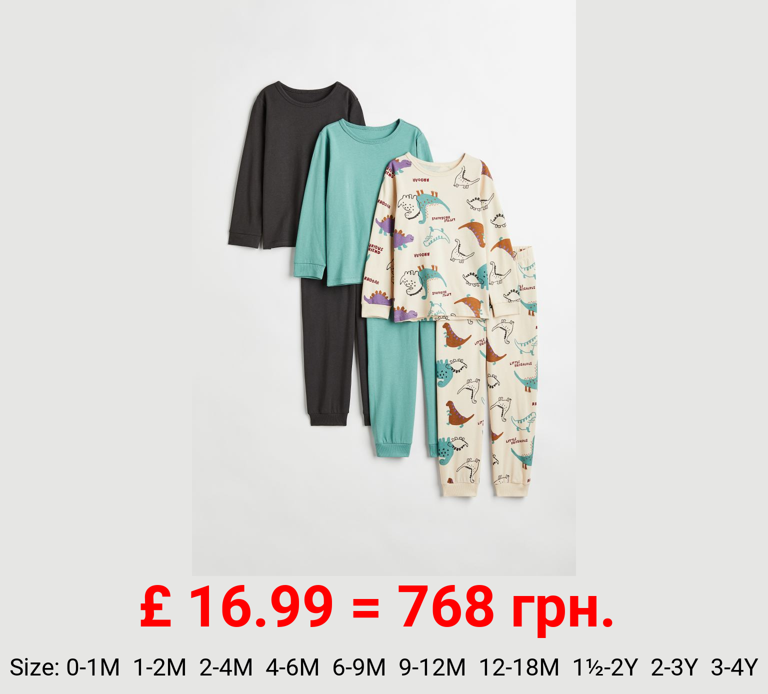 3-pack cotton pyjamas