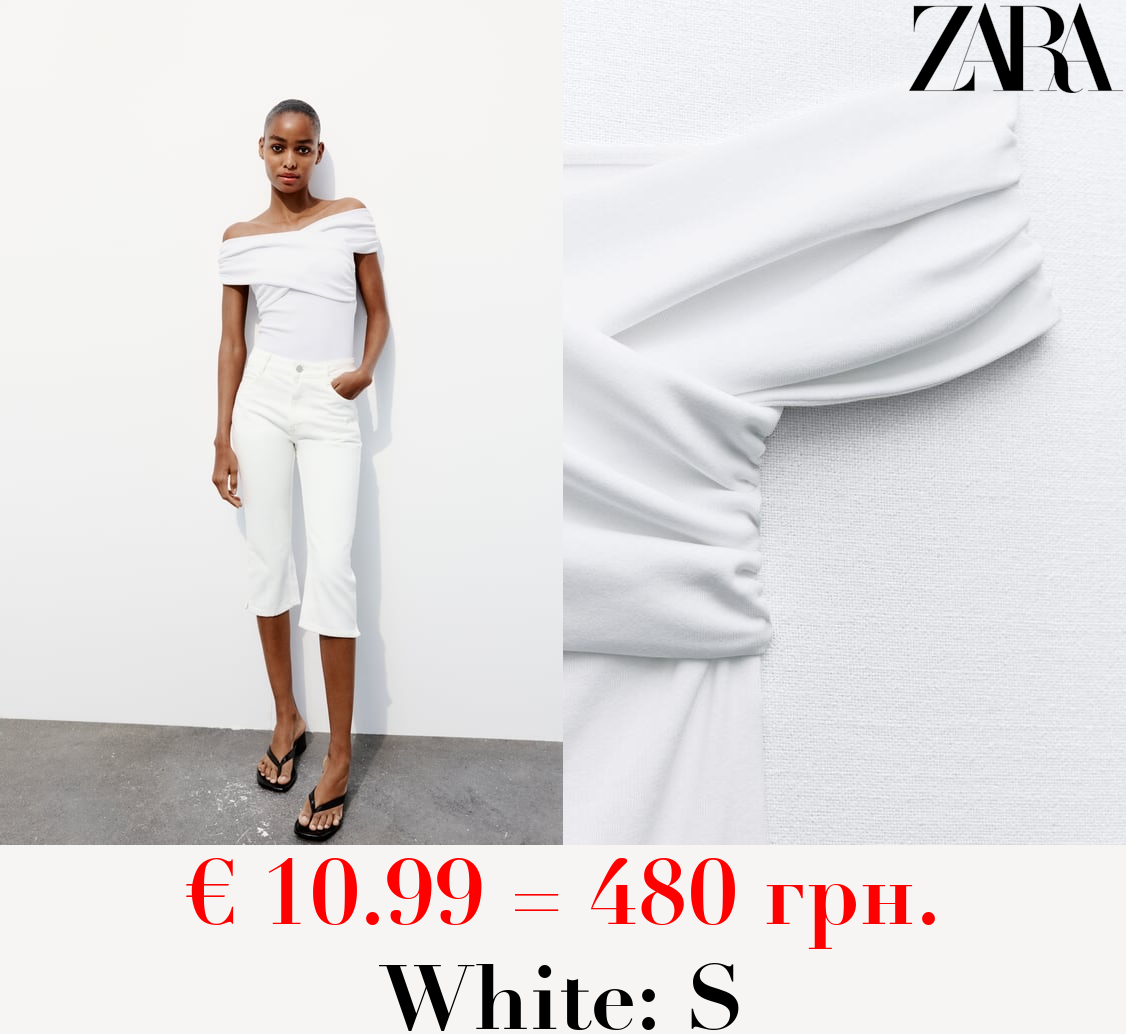 GATHERED CROSSOVER BODYSUIT