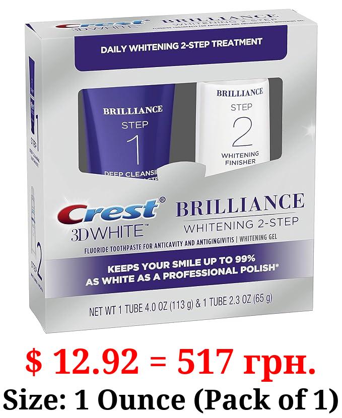 Crest 3D White Brilliance 2 Step Kit, Deep Clean Toothpaste (4oz) + Teeth Whitening Gel (2.3oz)