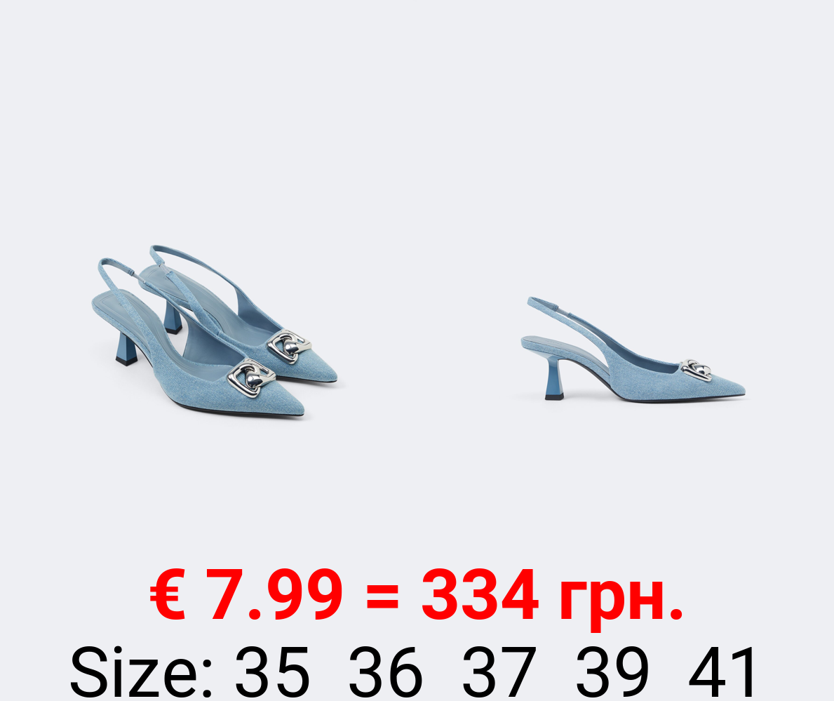 High-heel denim shoes