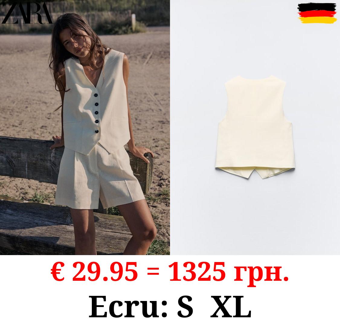 TAILORED LINEN BLEND WAISTCOAT