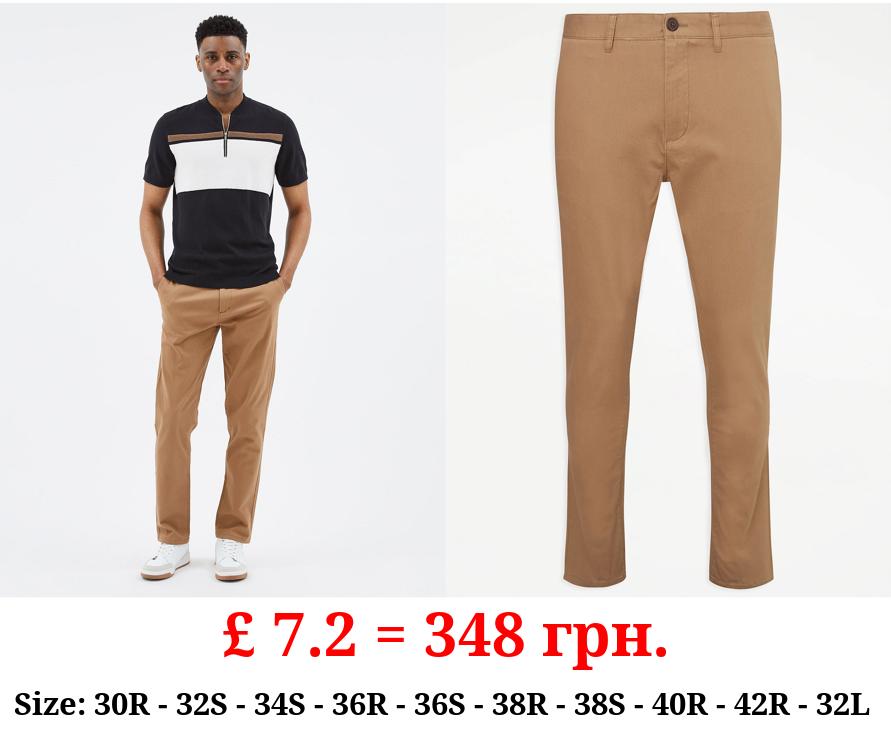 Tan Slim Fit Stretch Chino Trouser