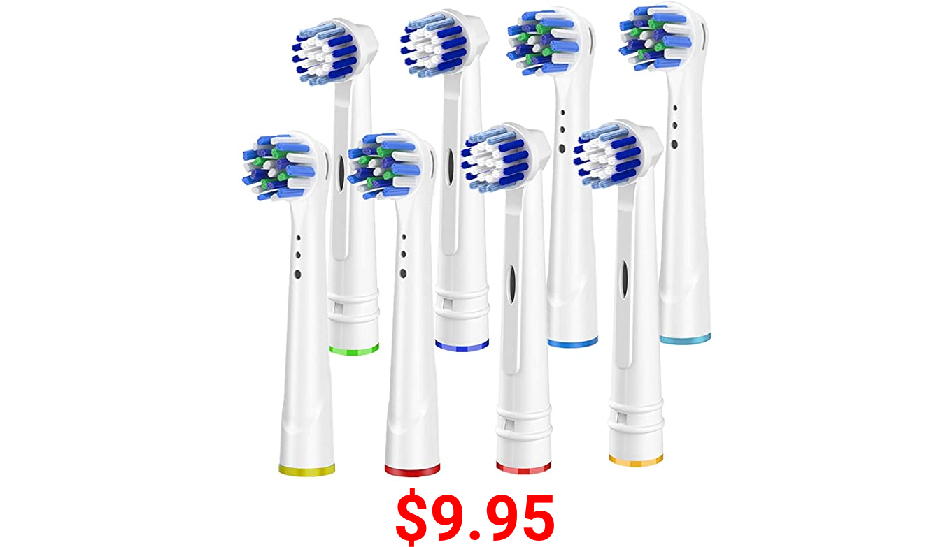 Replacement Brush Heads Compatible with Oral B,8 Pack Electric Toothbrush Heads Precision Clean Cross Action for Oral-b 7000/Pro 1000/9600/500/3000/8000 and More