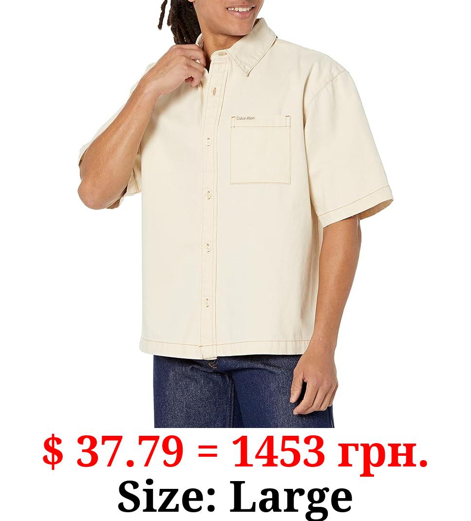 Calvin Klein Men's Short Sleeve Button Up Camp Shirt