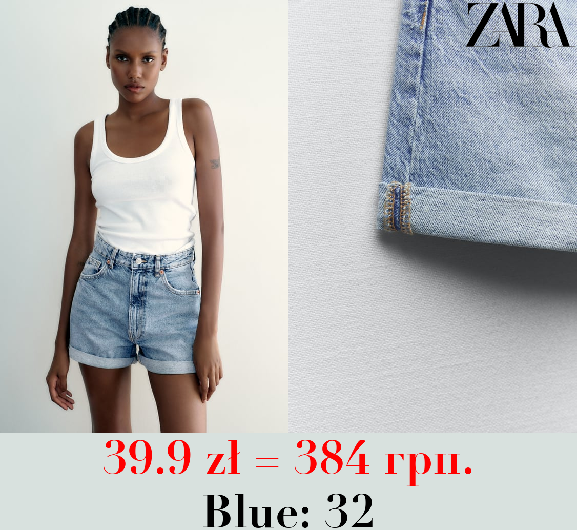 TRF HIGH-RISE MOM FIT DENIM BERMUDA SHORTS