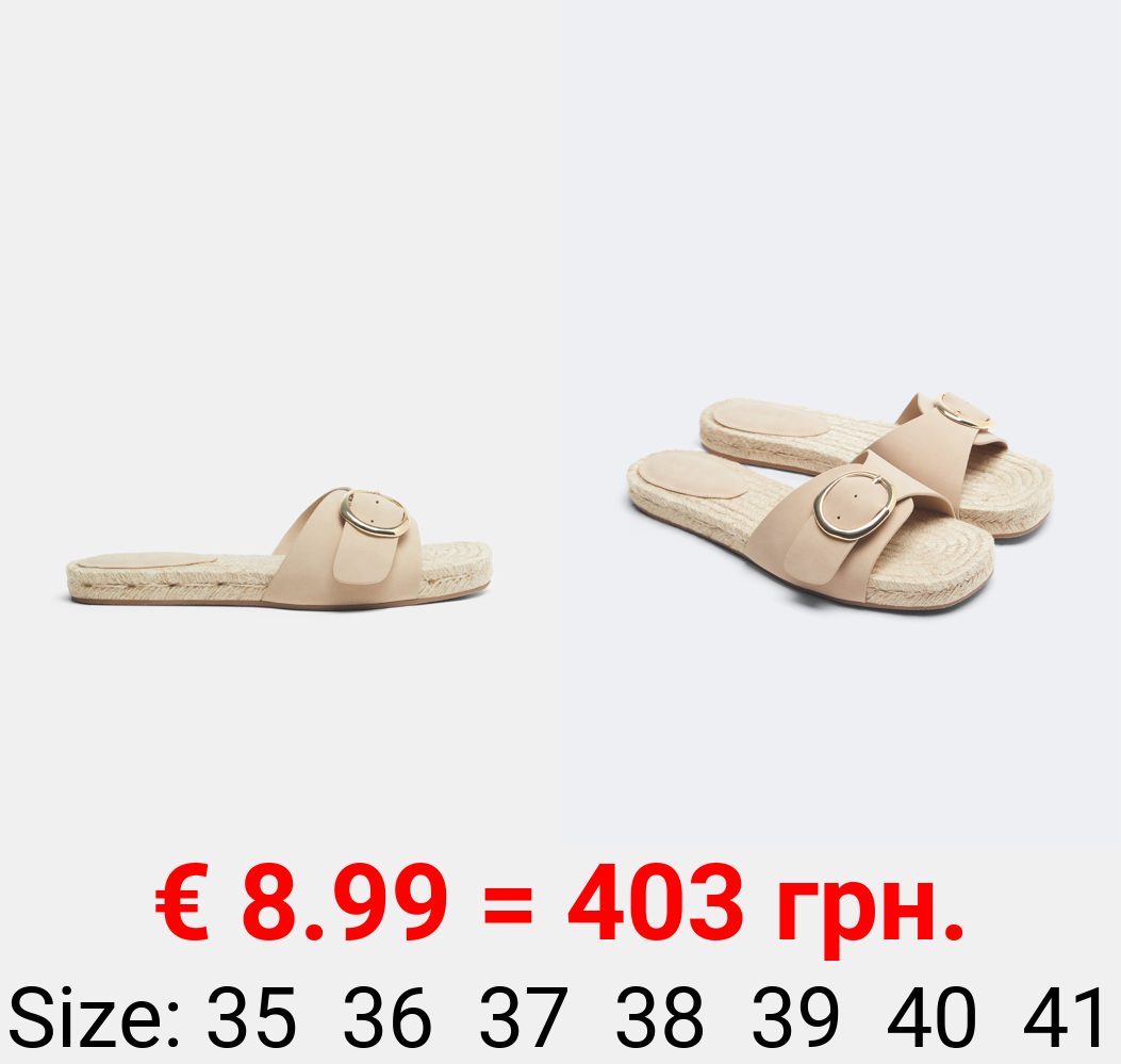 Flat slider sandals with buckle