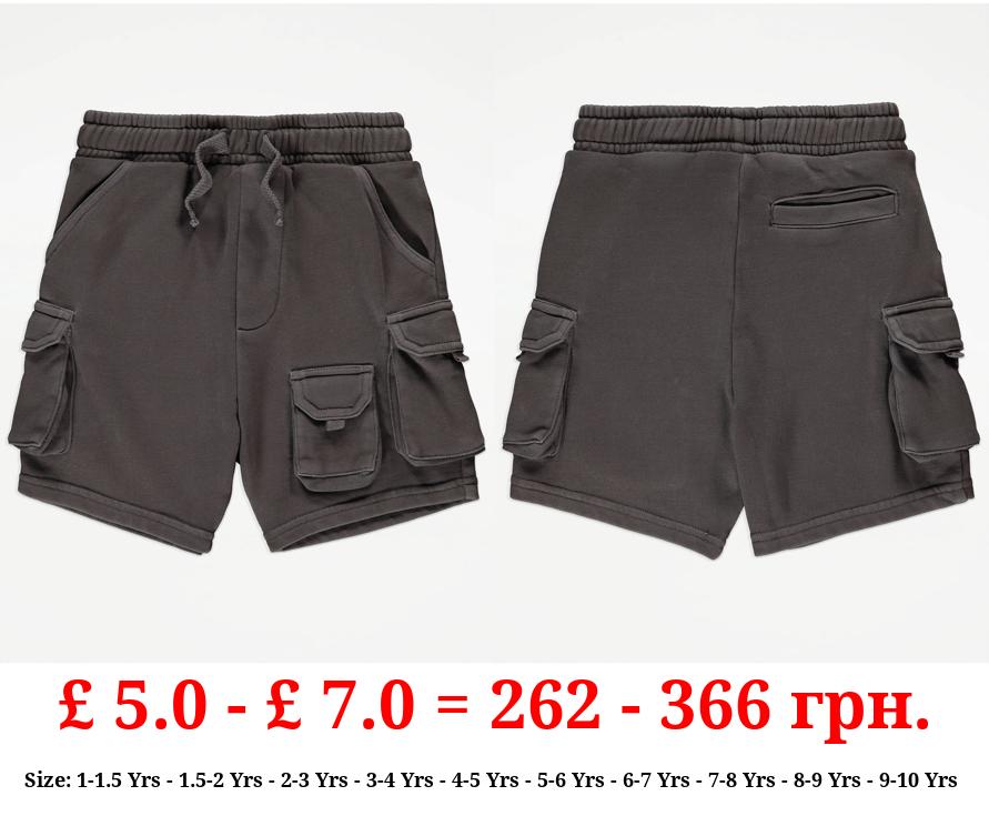 Grey Jersey Cargo Shorts