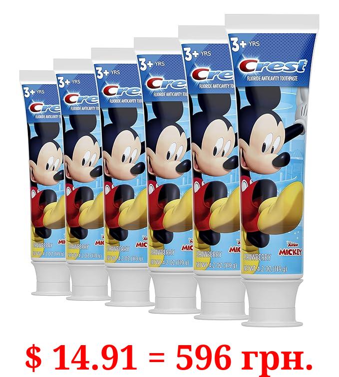 Crest Kid's Cavity Protection Toothpaste Featuring Disney Junior Mickey Mouse, Strawberry, Ages 3 plus, 4.2 Ounce (Pack of 6)