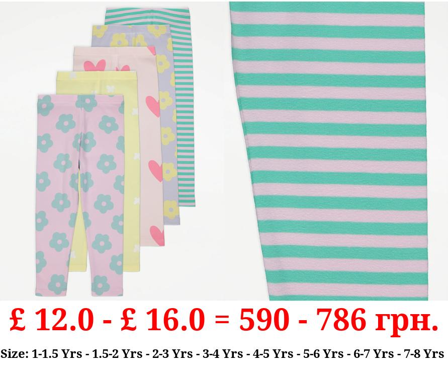 Bright Printed Leggings 5 Pack