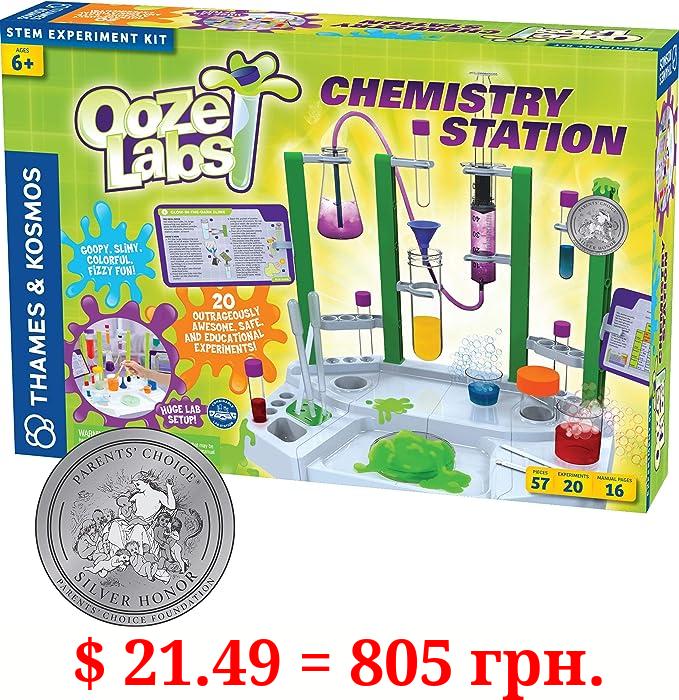 Thames & Kosmos Ooze Labs Chemistry Station Science Experiment Kit, 20 Non-Hazardous Experiments Including Safe Slime, Chromatography, Acids, Bases & More, Multi-Color