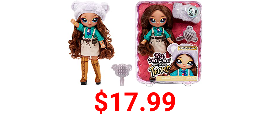Na Na Na Surprise Teens 11" Fashion Doll Amelia Outback, Soft, Poseable, Brown Hair, Adorable Animal-Inspired Koala Hat Outfit & Accessories, Gift for Kids, Toy for Girls & Boys Ages 5 6 7 8+ Years