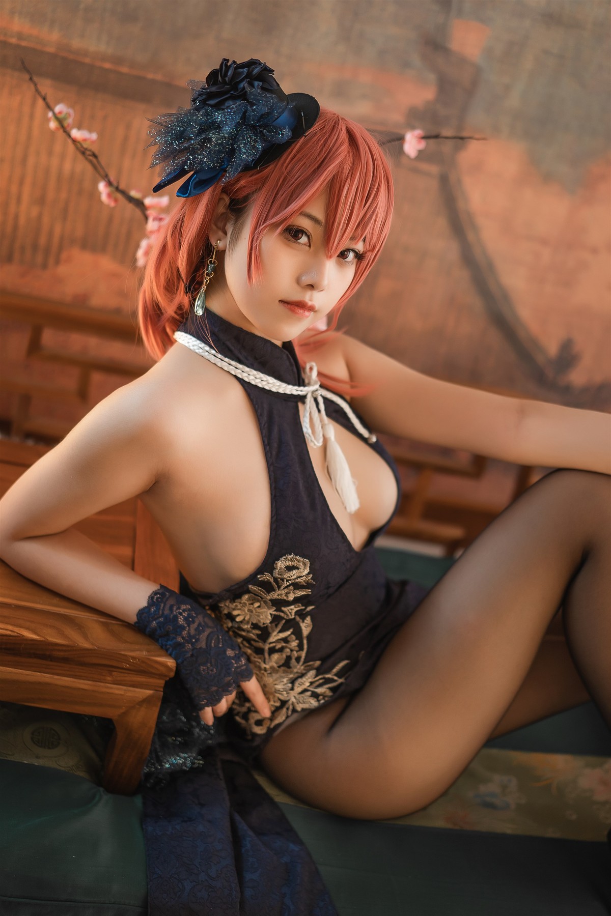 蜜汁猫裘 Cosplay 黑太子旗袍 22