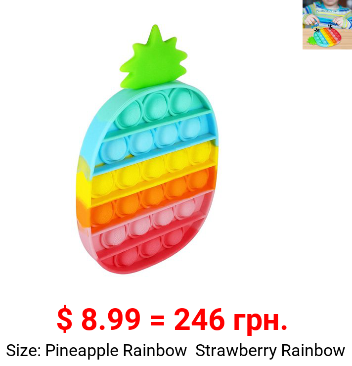Fidget Toy Silicone Push Pop Fidget Toy Turning Pressing Stress Reliever,Pineapple Rainbow