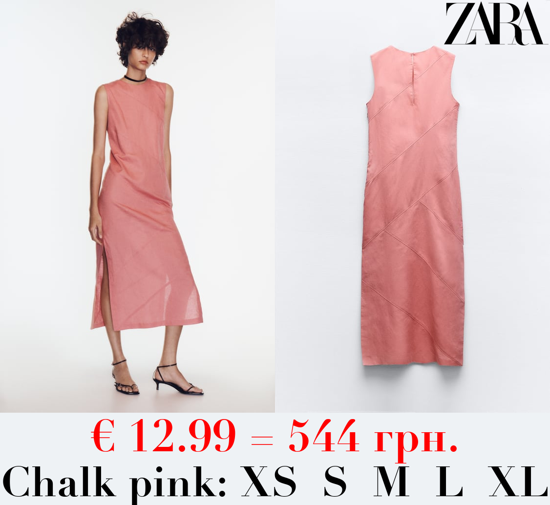 LINEN BLEND MIDI DRESS