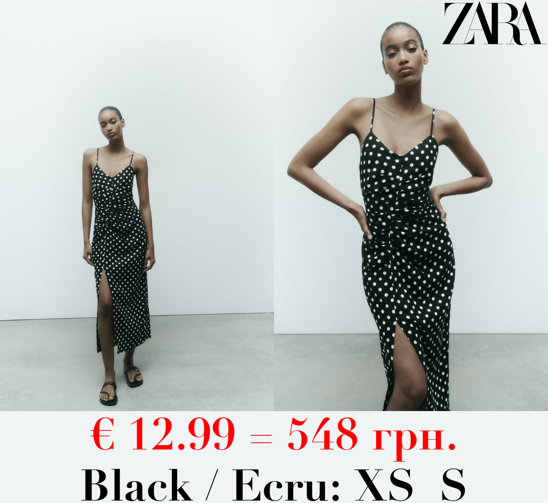 LINEN BLEND POLKA DOT DRESS