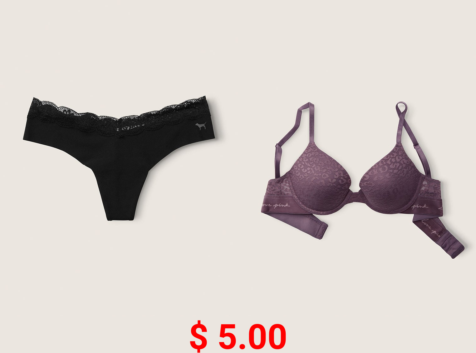 No-Show Soft Lace Thong Underwear