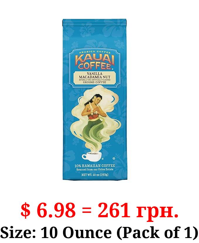 Kauai Hawaiian Ground Coffee, Vanilla Macadamia Nut Flavor - Gourmet Arabica Coffee From Hawaii's Largest Grower, Smooth, Delicious Flavor and Amazing Aroma - 10 Ounce