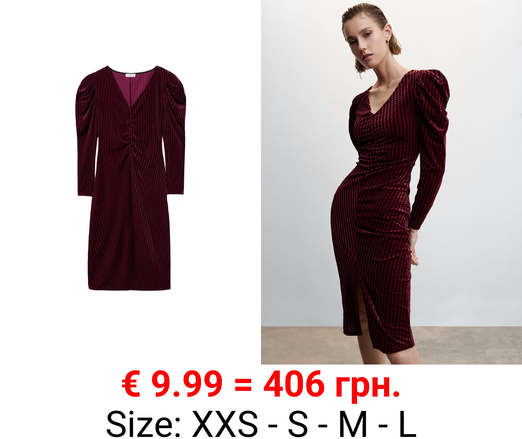 vestido terciopelo manga abullonada