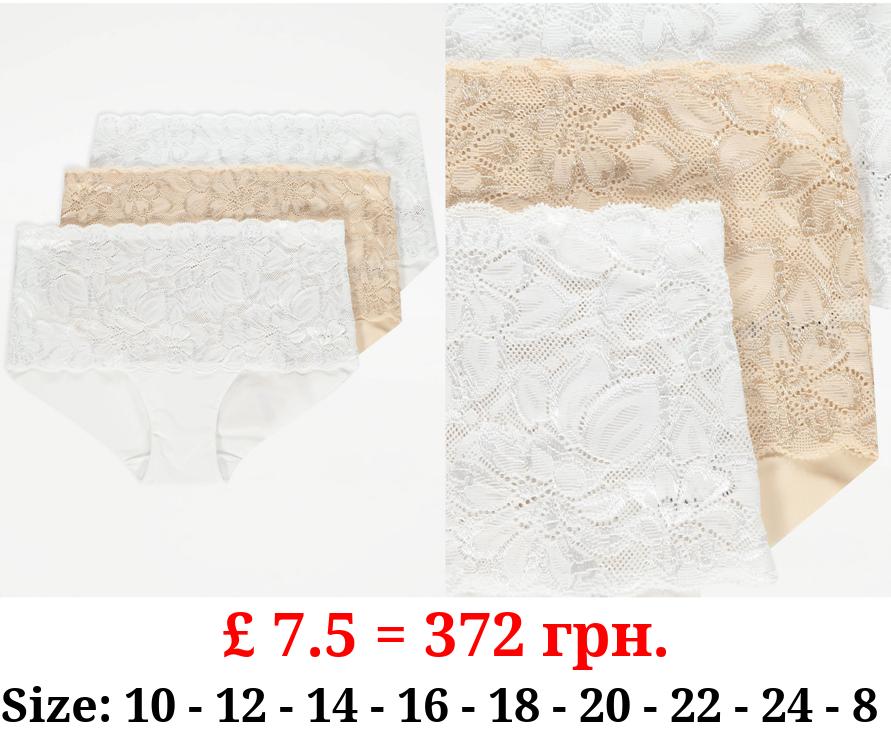 Bandeau Lace Midi Knickers 3 Pack