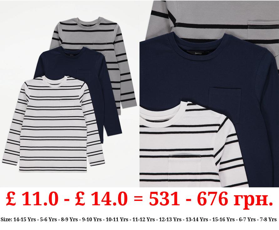 Striped Long Sleeve Tops 3 Pack