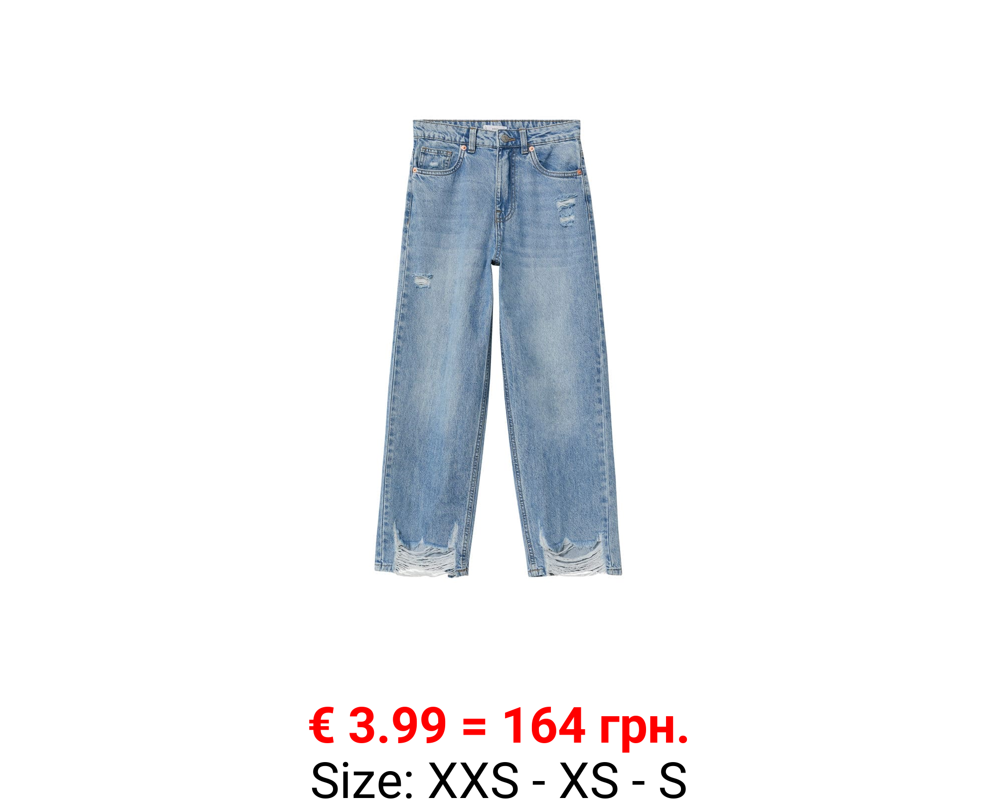 Jeans rectos bajo deshilachado