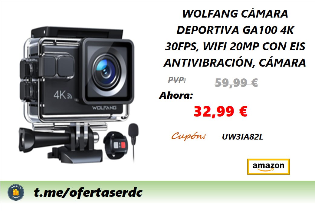 Wolfang Cámara De Acción Deportiva Wifi 4k 20mp Con Micrófono Externo
