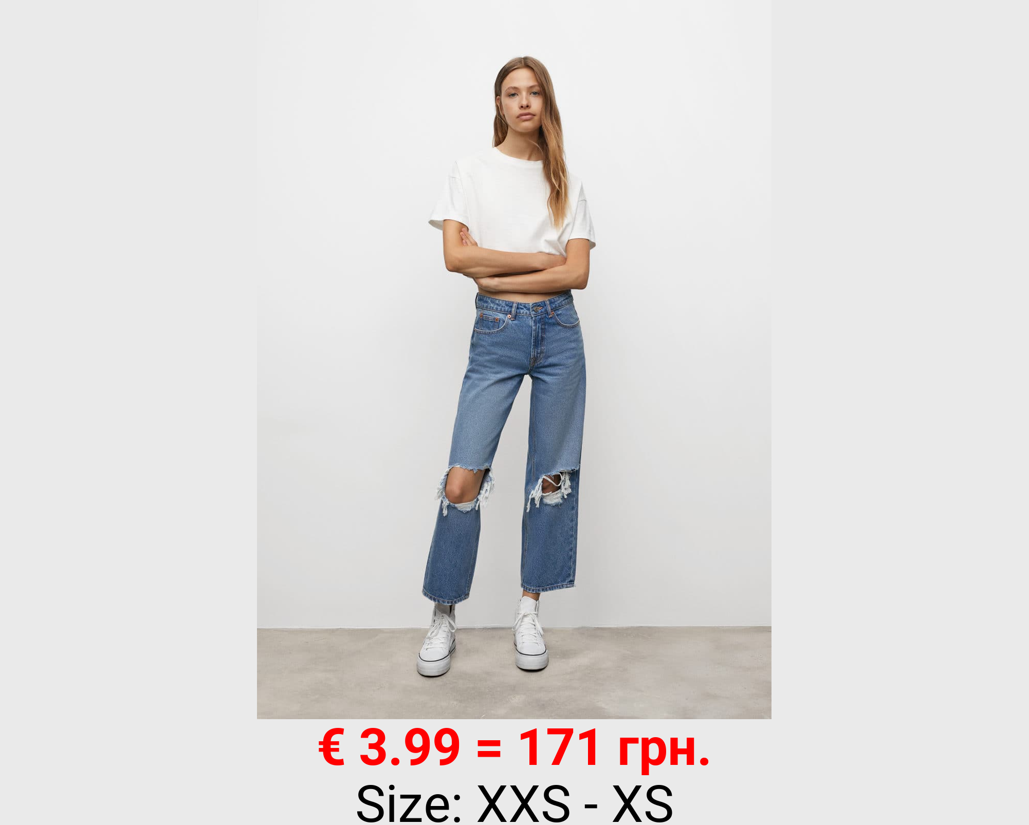 Jeans wideleg rotos decorativos