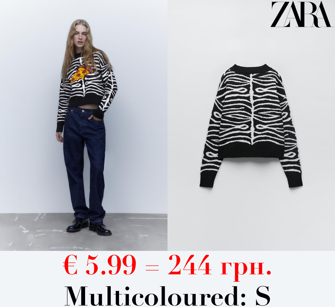 JACQUARD PIZZA MOTIF KNIT SWEATER