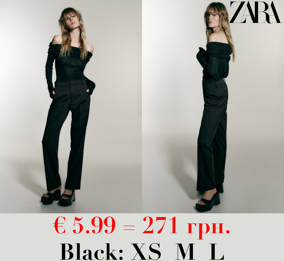 STRAIGHT-LEG LOW-RISE TROUSERS