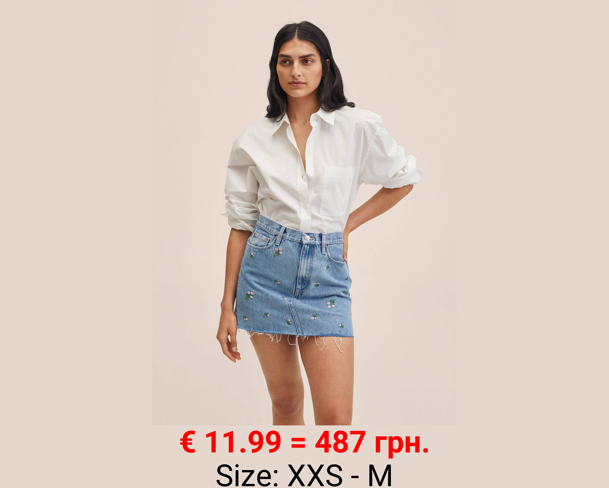 Falda vaquera bordado floral