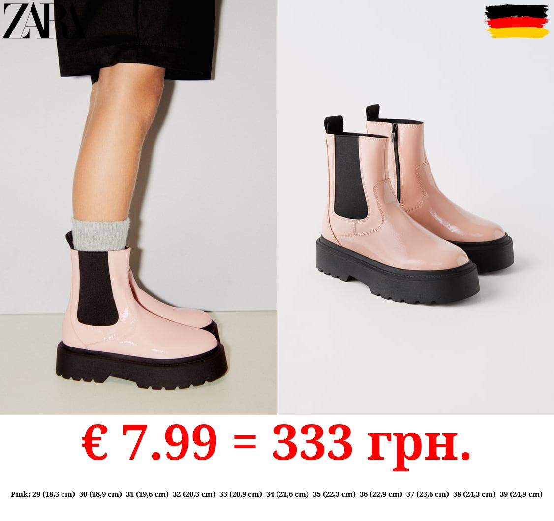 FAUX PATENT CHELSEA BOOTS