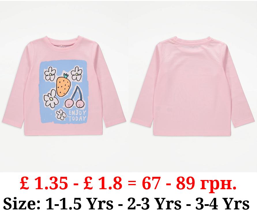 Pink Flower Enjoy Today Long Sleeve Top