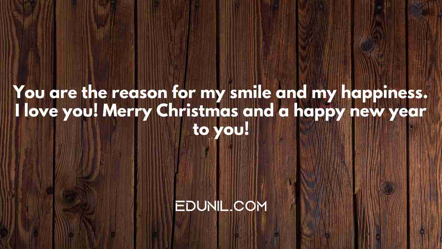 You are the reason for my smile and my happiness. I love you! Merry Christmas and a happy new year to you! - 
