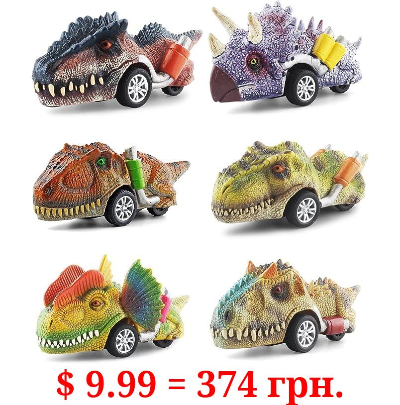DINOBROS Dinosaur Toys for Kids 3-5, Pull Back Dinosaur Cars for 3 4 5 6 7 Year Old Boys Girls 6 Pack Dino Toys Gifts for Toddlers