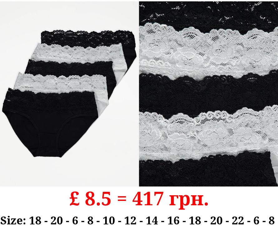 Lace Top Mini Knickers 5 Pack