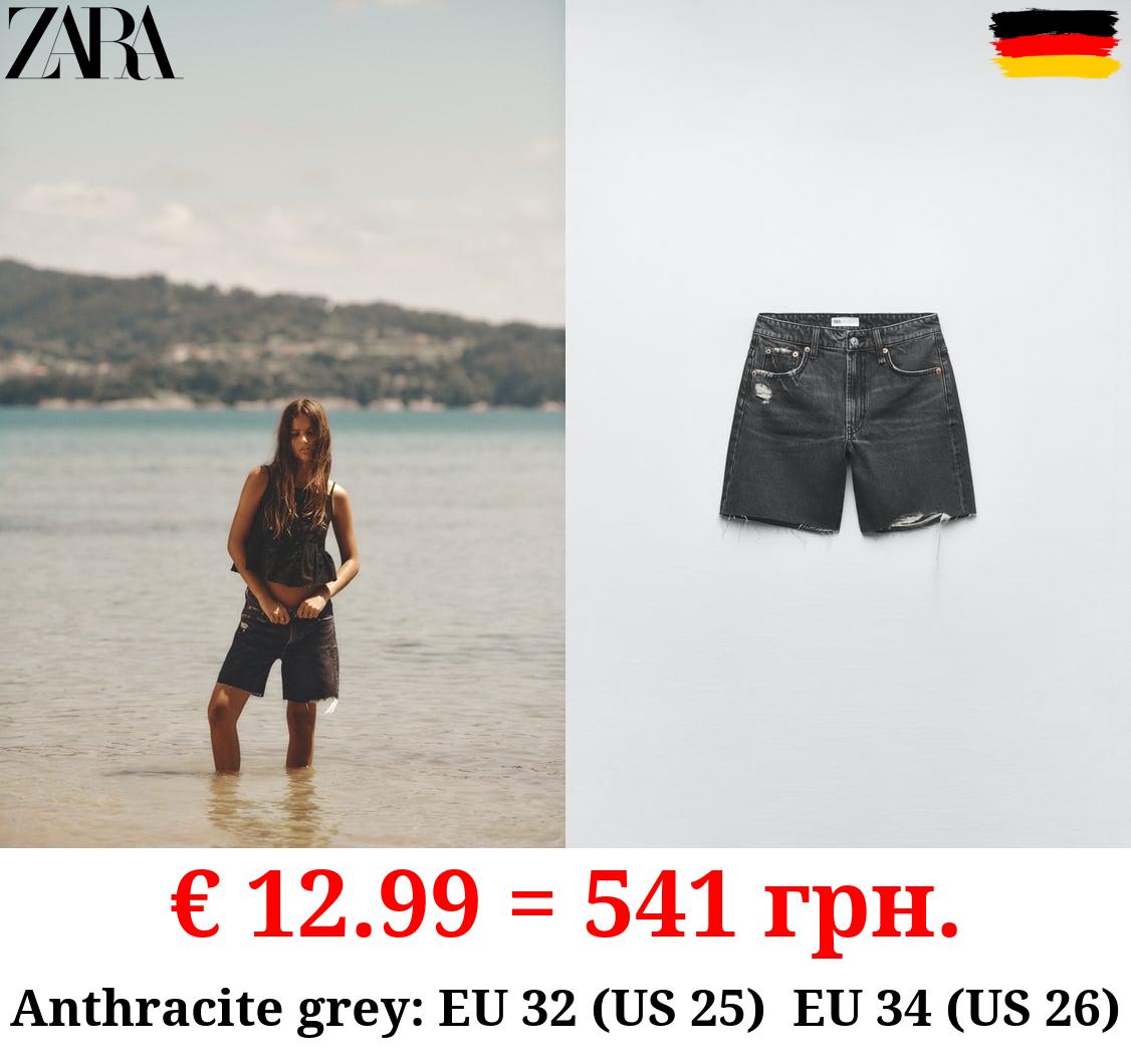 LOOSE FIT DENIM TRF BERMUDA SHORTS