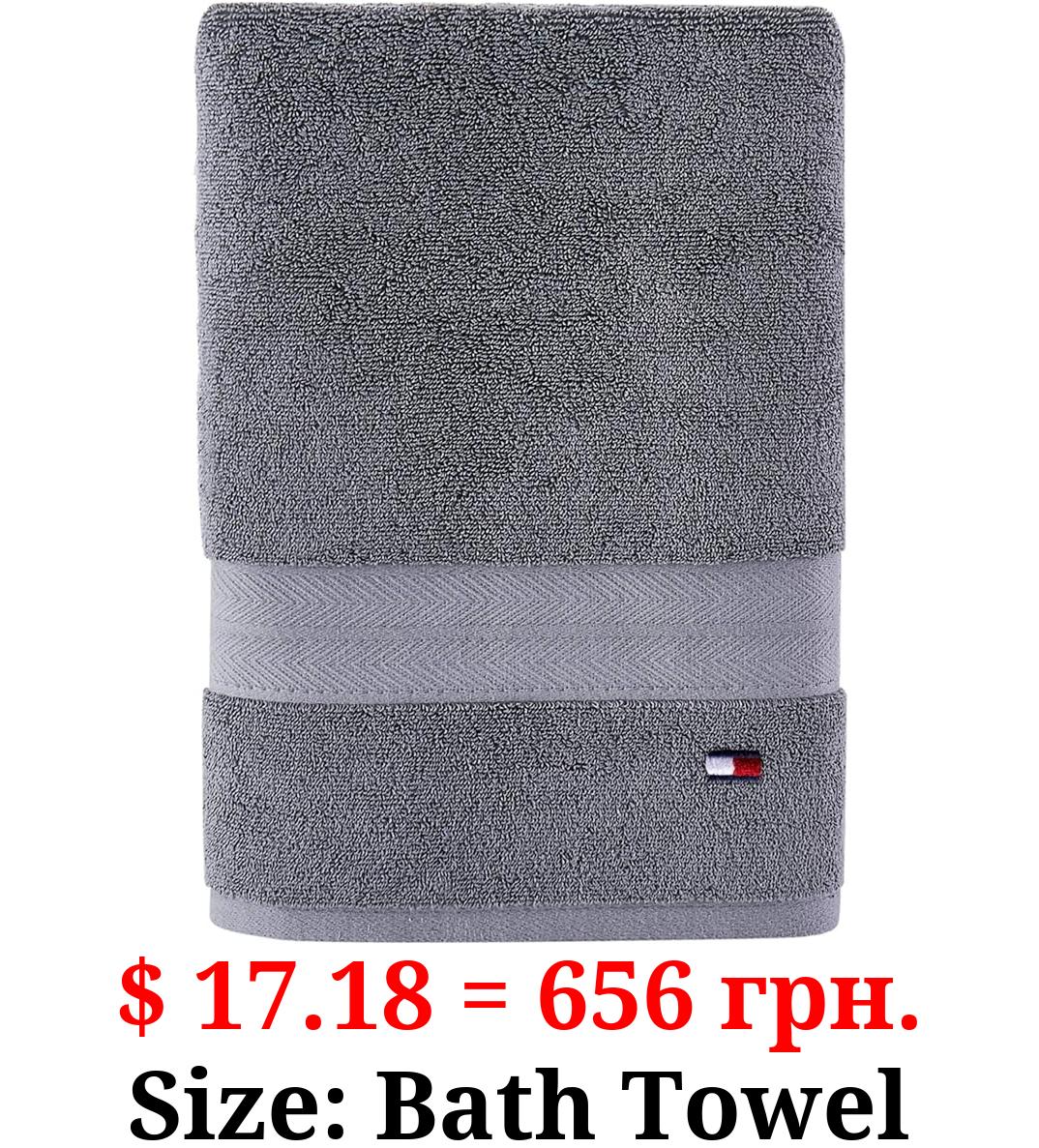 Tommy Hilfiger Modern American Solid Bath Towel, 30 X 54 Inches, 100% Cotton 574 GSM (Grey Violet)