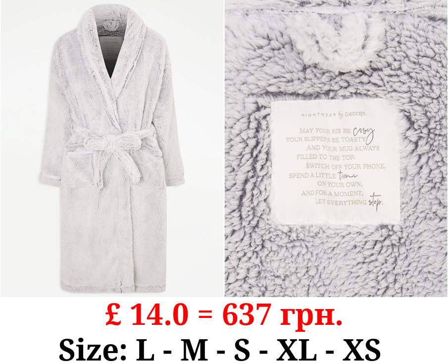 Grey Frosted Fleece Dressing Gown