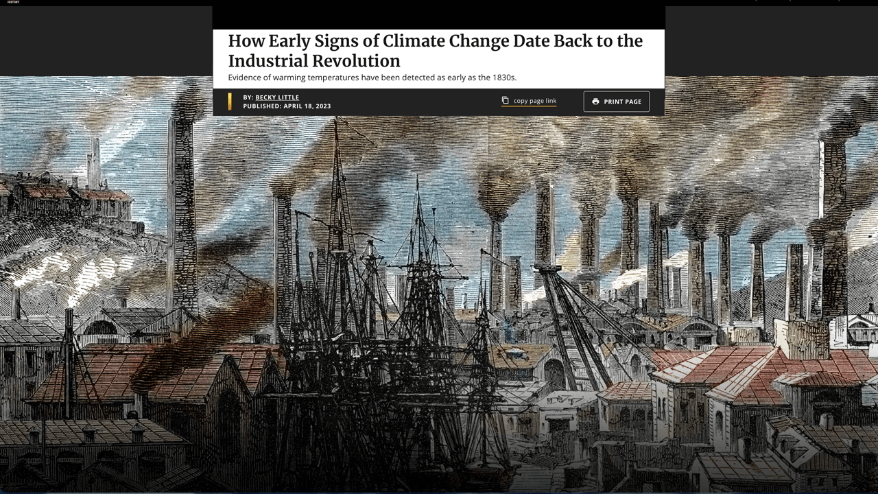 Los primeros indicios del cambio climático se remontan a la Revolución Industrial