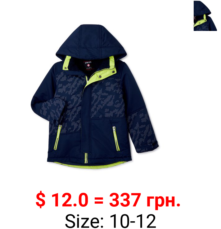 Swiss Alps Boys Ski Jacket with Relfective Camo Print