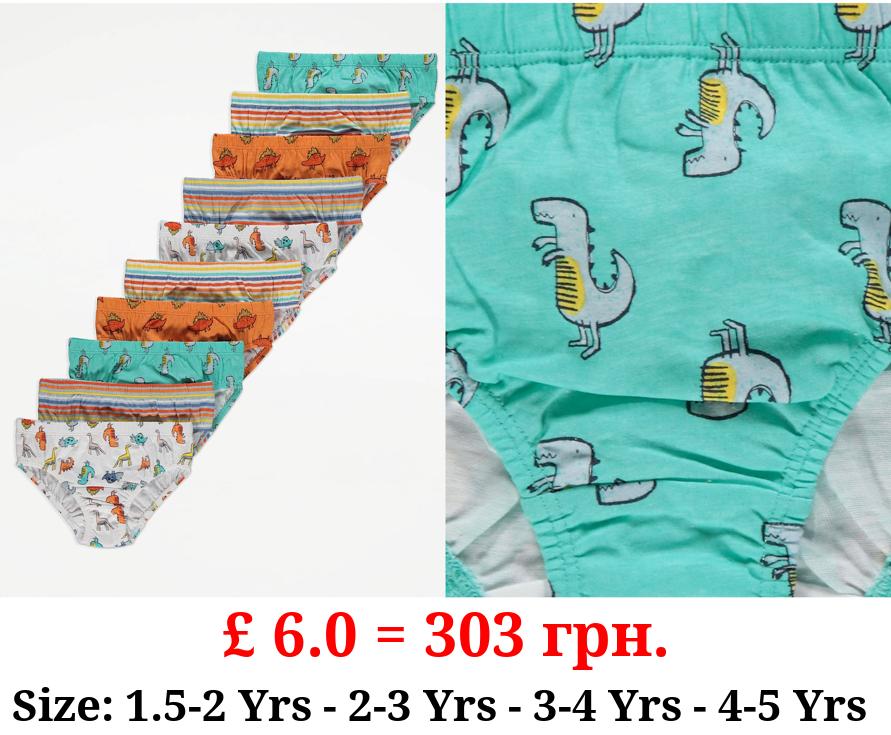 Bright Dinosaur Briefs 10 Pack
