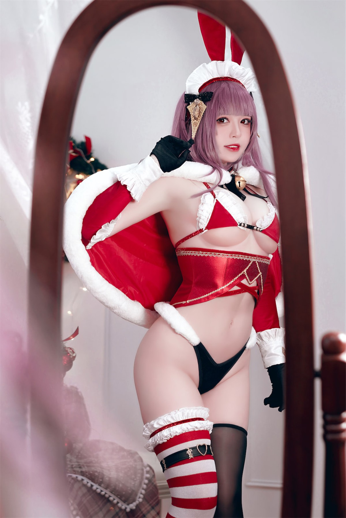 Cosplay 半半子 Christmas Bunny Aike 34