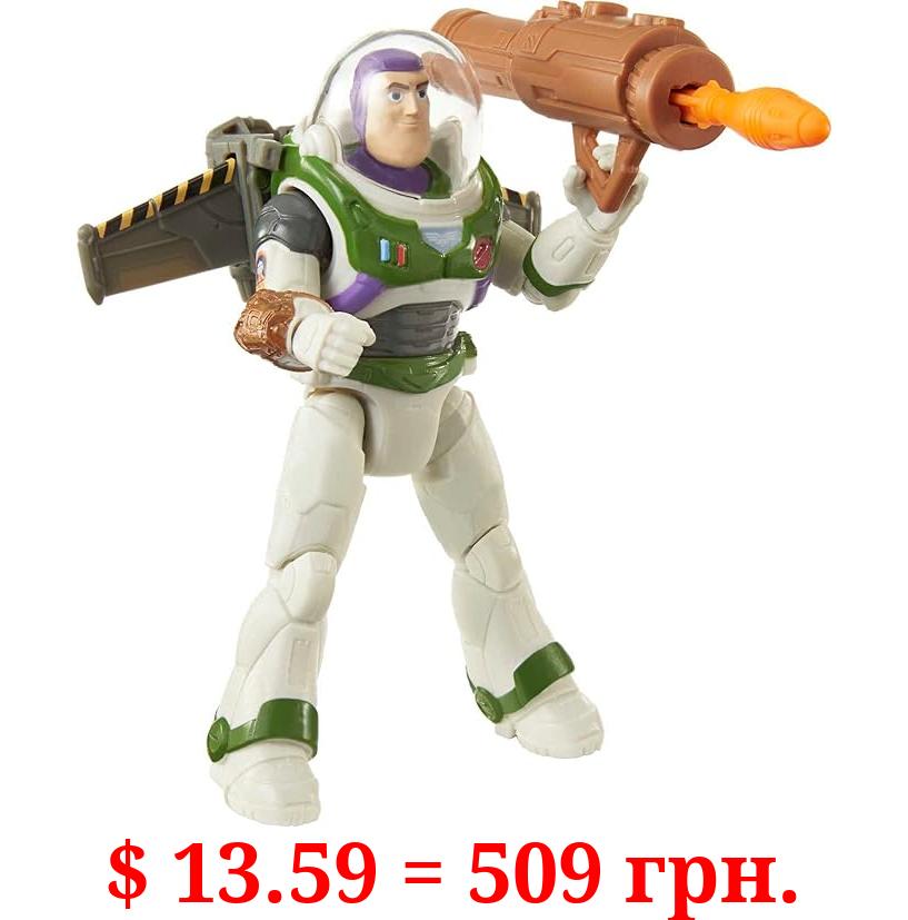 Mattel Disney Pixar Lightyear Mission Equipped Buzz Lightyear Action Figure 5 Inch with Jetpack, Blaster, 10 Movable Joints Authentic Detail, Toy 4 Years & Up
