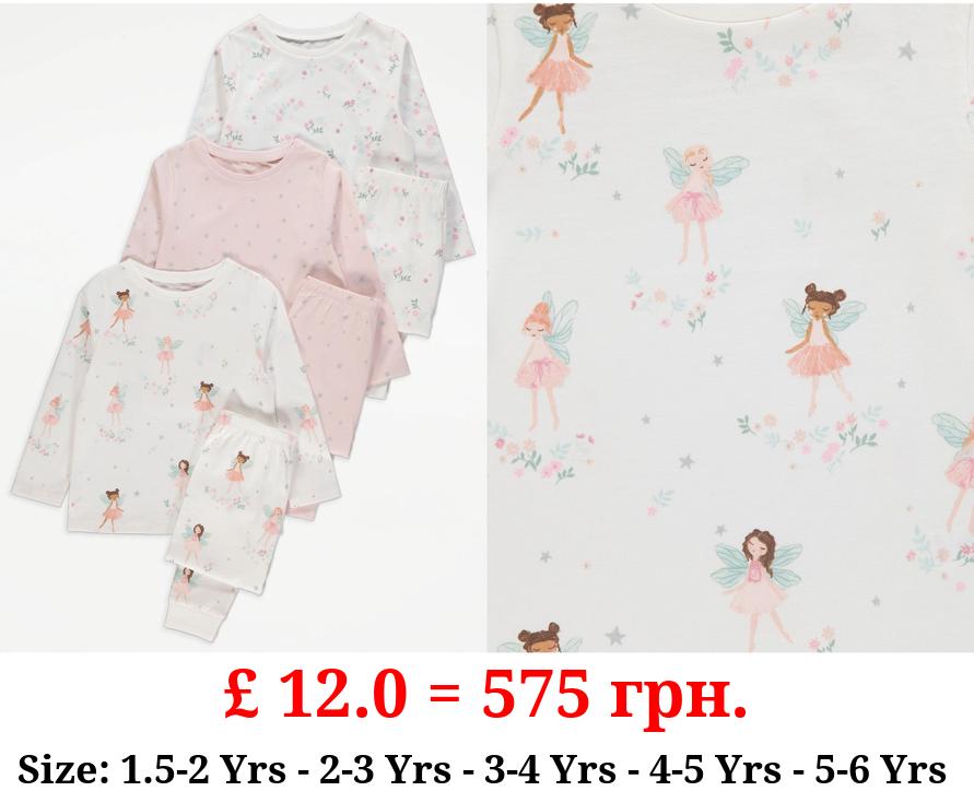 Ballerina Long Sleeve Pyjamas 3 Pack