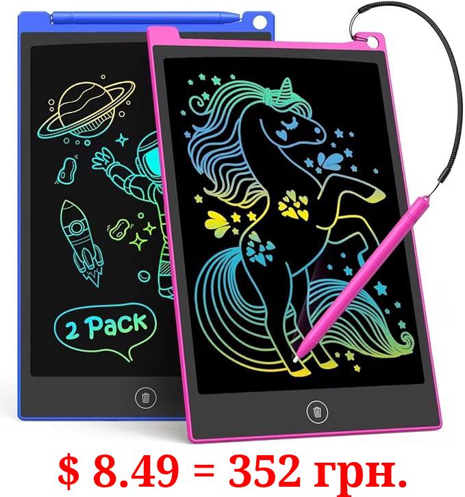 TECJOE 2 Pack LCD Writing Tablet, 8.5 Inch Colorful Doodle Board Drawing Tablet for Kids, Kids Travel Games Activity Learning Toys Birthday Gifts for 3 4 5 6 Year Old Boys and Girls Toddlers