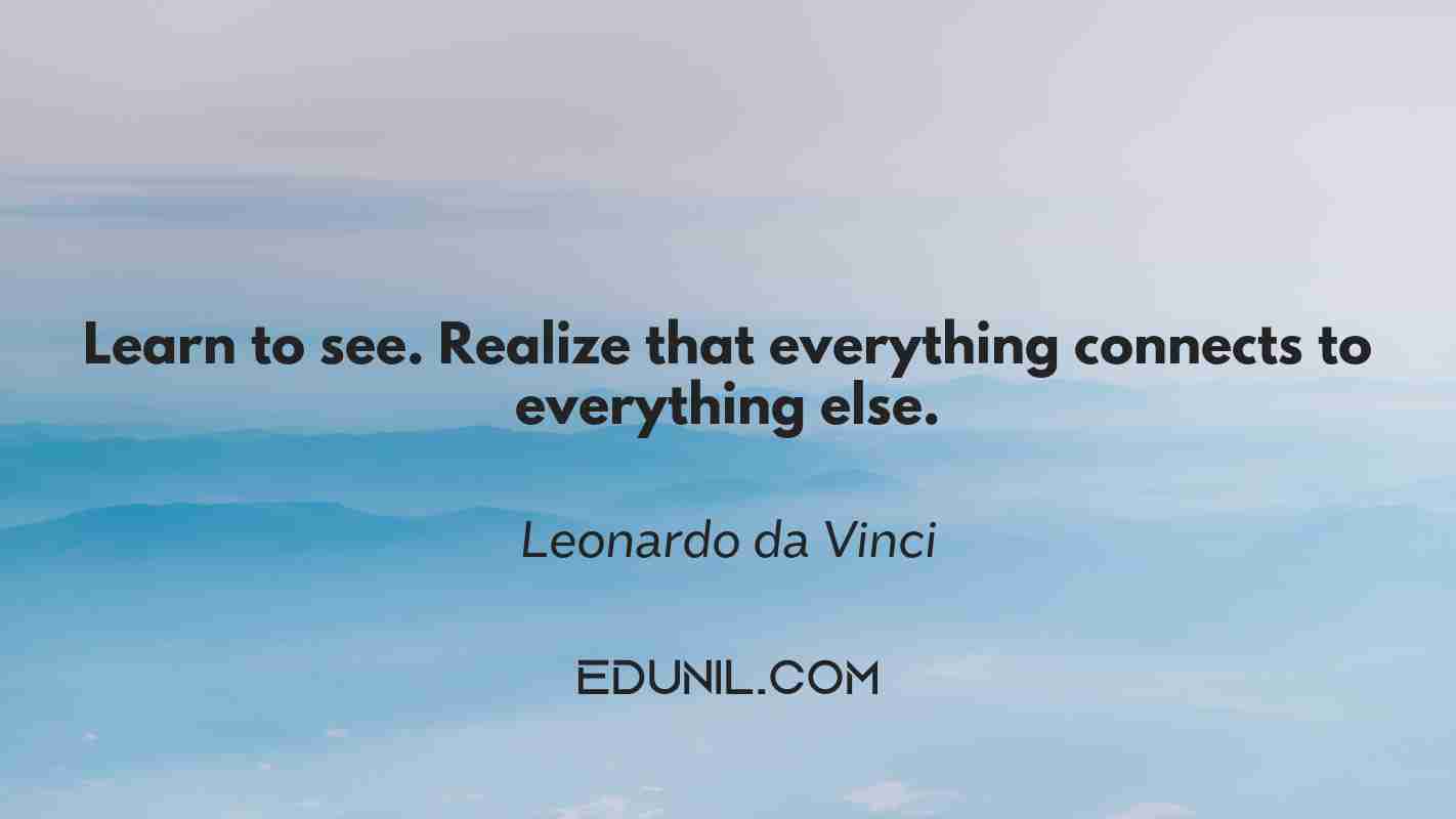 Learn to see. Realize that everything connects to everything else. - Leonardo da Vinci 