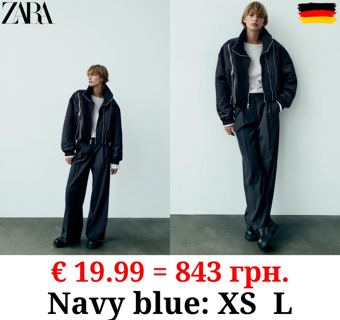 CONTRAST BOMBER JACKET WITH ZIPS