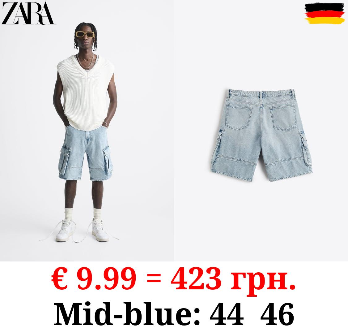 DENIM CARGO BERMUDA SHORTS