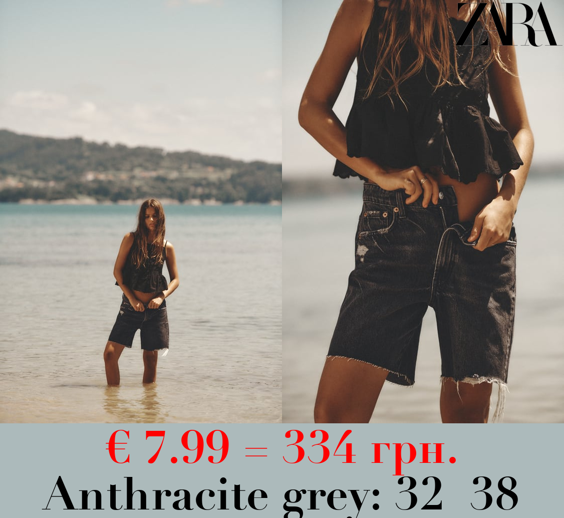 LOOSE FIT DENIM TRF BERMUDA SHORTS