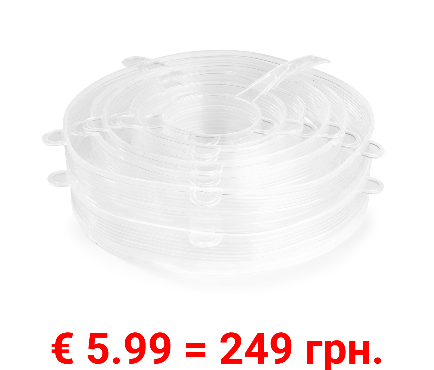 GOURMETmaxx Flexible Silikondeckel, 12 Stück , transparent